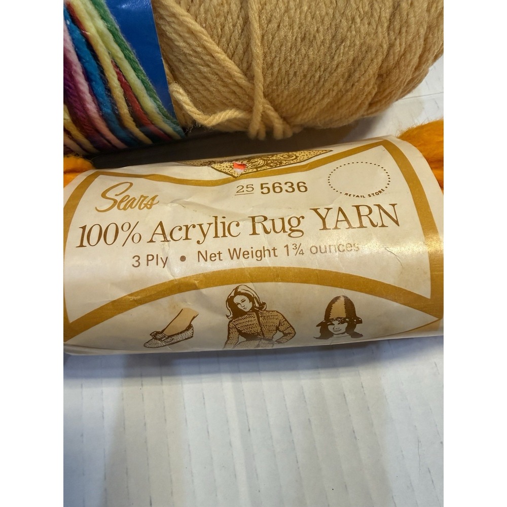 Vintage Reynolds Sayelle Sears Acrylic Rug Yarn Lot Orlon Heavyweight Made USA - Picture 2 of 16